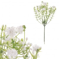 Gypsophila - umělý trs, bílá, cena za 1 ks, ve svazku 6 ks SG6146 WT, sada 18 ks